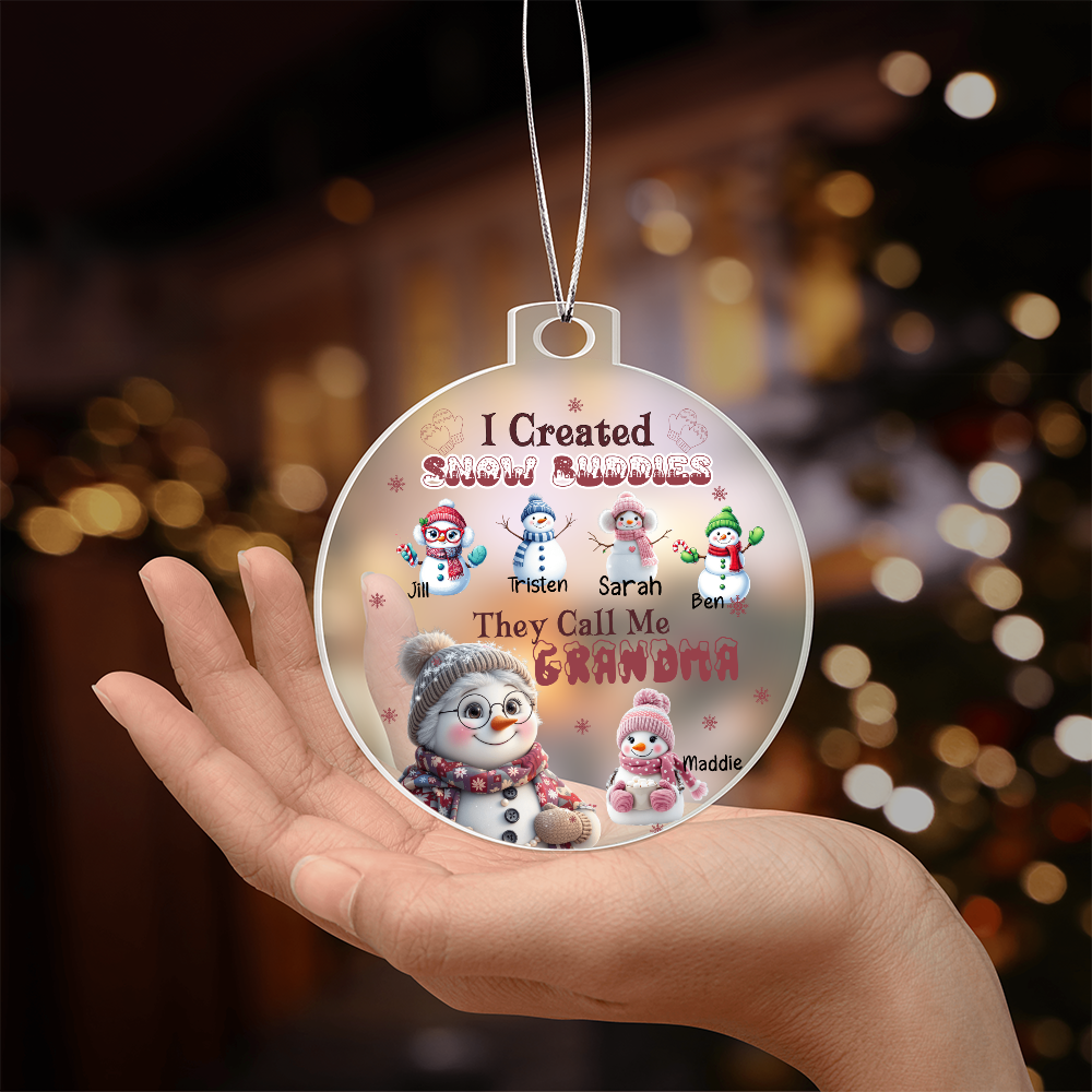 Grandma's Snow Buddies Personalized Grandkids Christmas Ornament