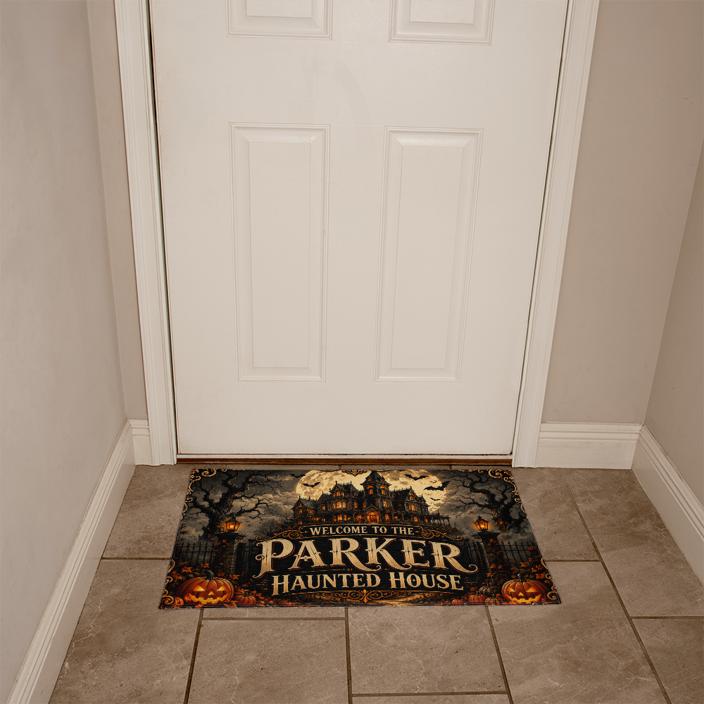 Personalized Haunted House Halloween Welcome Mat