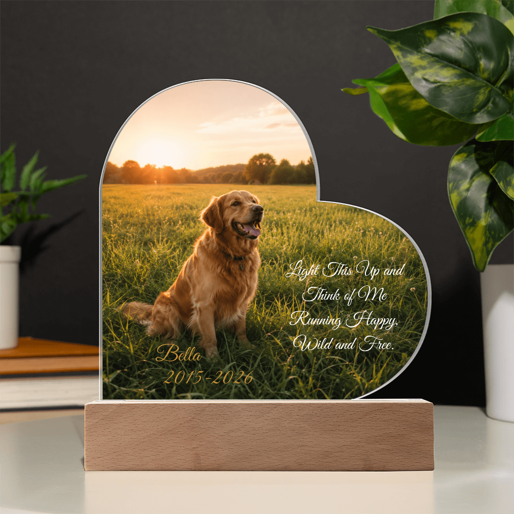 Personalized Pet Memorial Heart LED Plaque