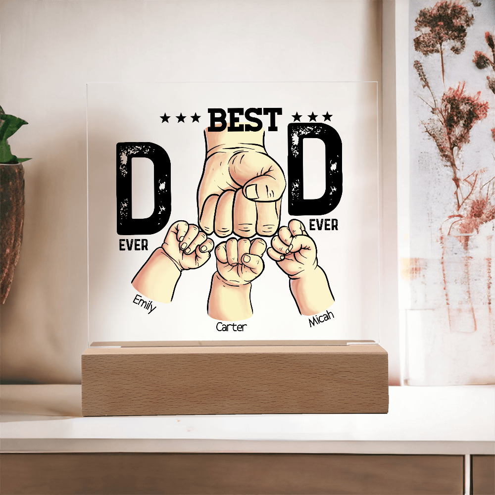Best Dad Ever Personalized Kids Fist Bump LED Acrylic Plaque