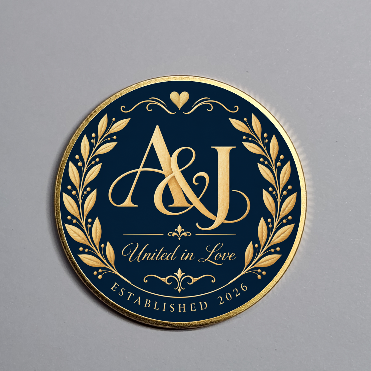 Personalized Wedding Coin – Custom Initials, Date & Photo Keepsake