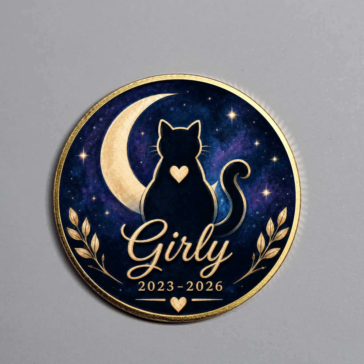 Personalized Cat Memorial Coin – Custom Name, Dates & Photo Keepsake