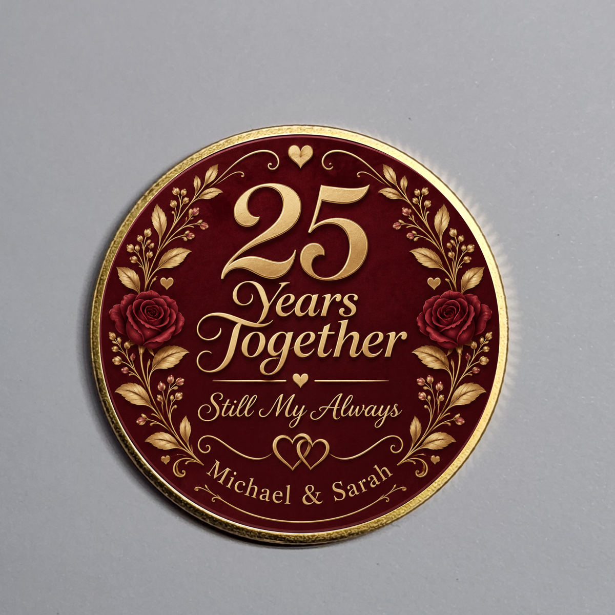 Personalized Anniversary Coin – Custom Years, Names & Photo Keepsake