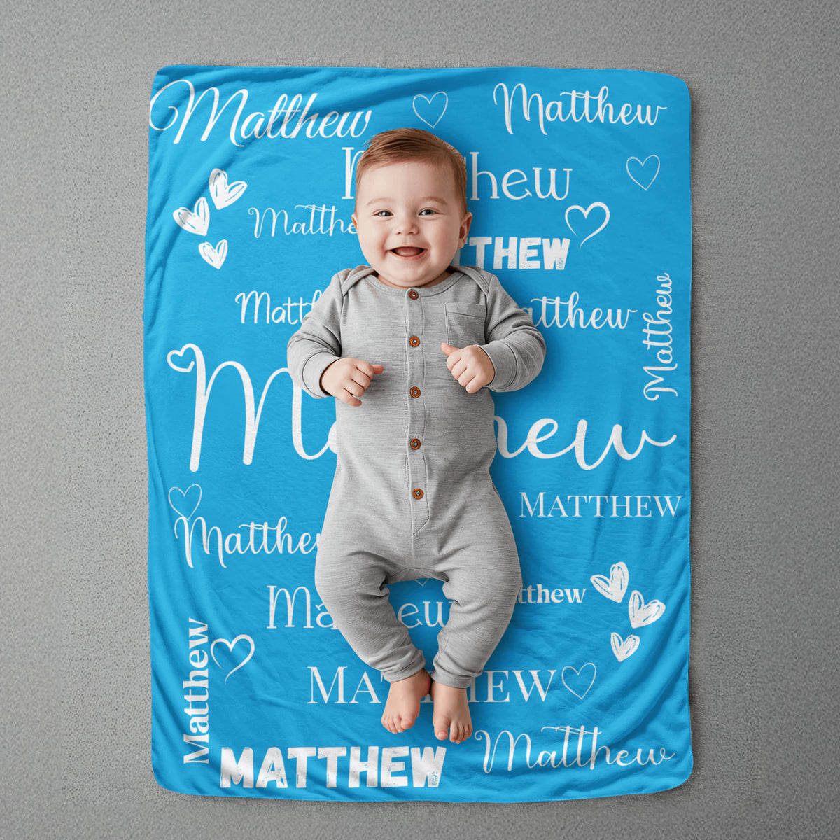 Personalized Kids Name Keepsake Blanket – 13 Color Options