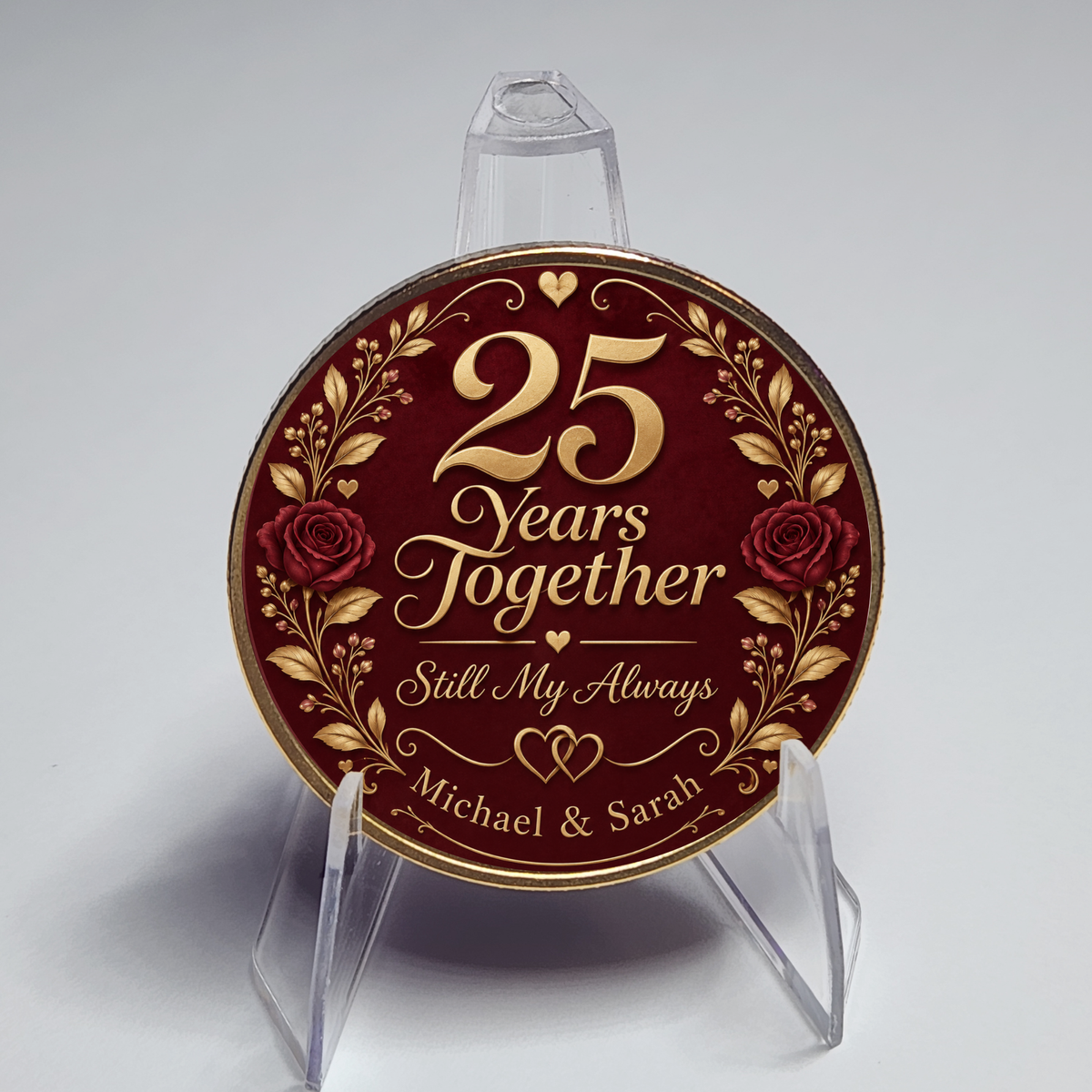 Personalized Anniversary Coin – Custom Years, Names & Photo Keepsake