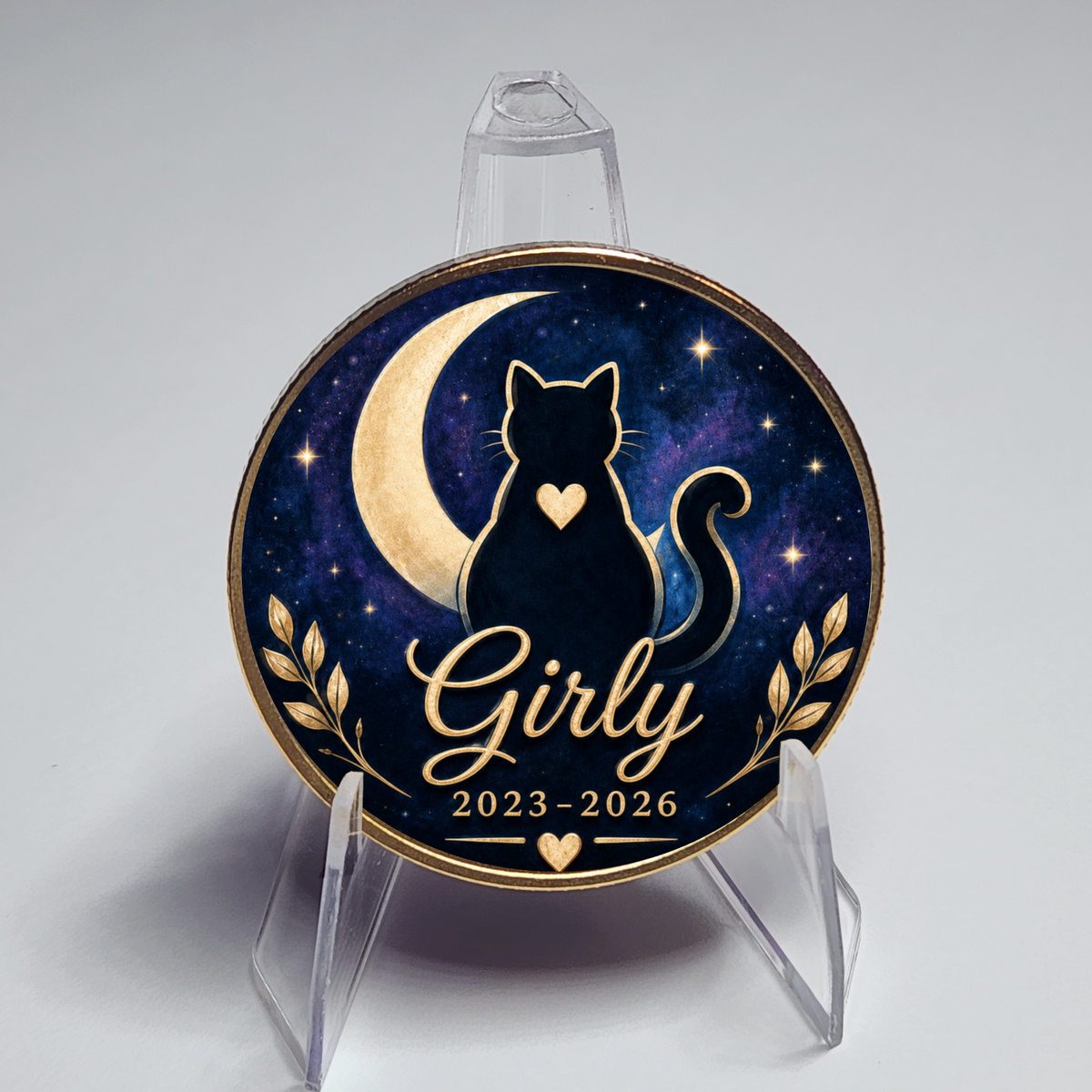 Personalized Cat Memorial Coin – Custom Name, Dates & Photo Keepsake