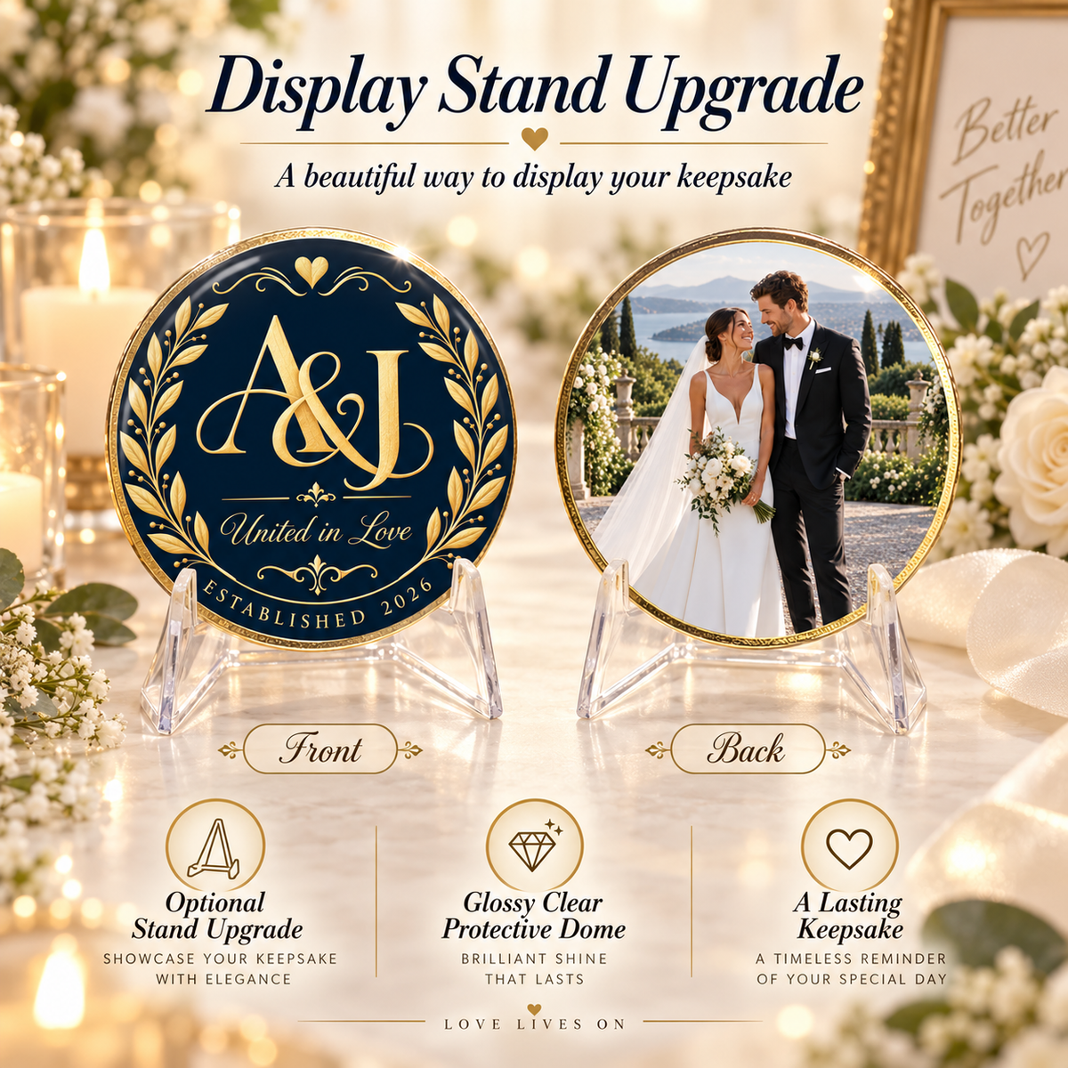 Personalized Wedding Coin – Custom Initials, Date & Photo Keepsake