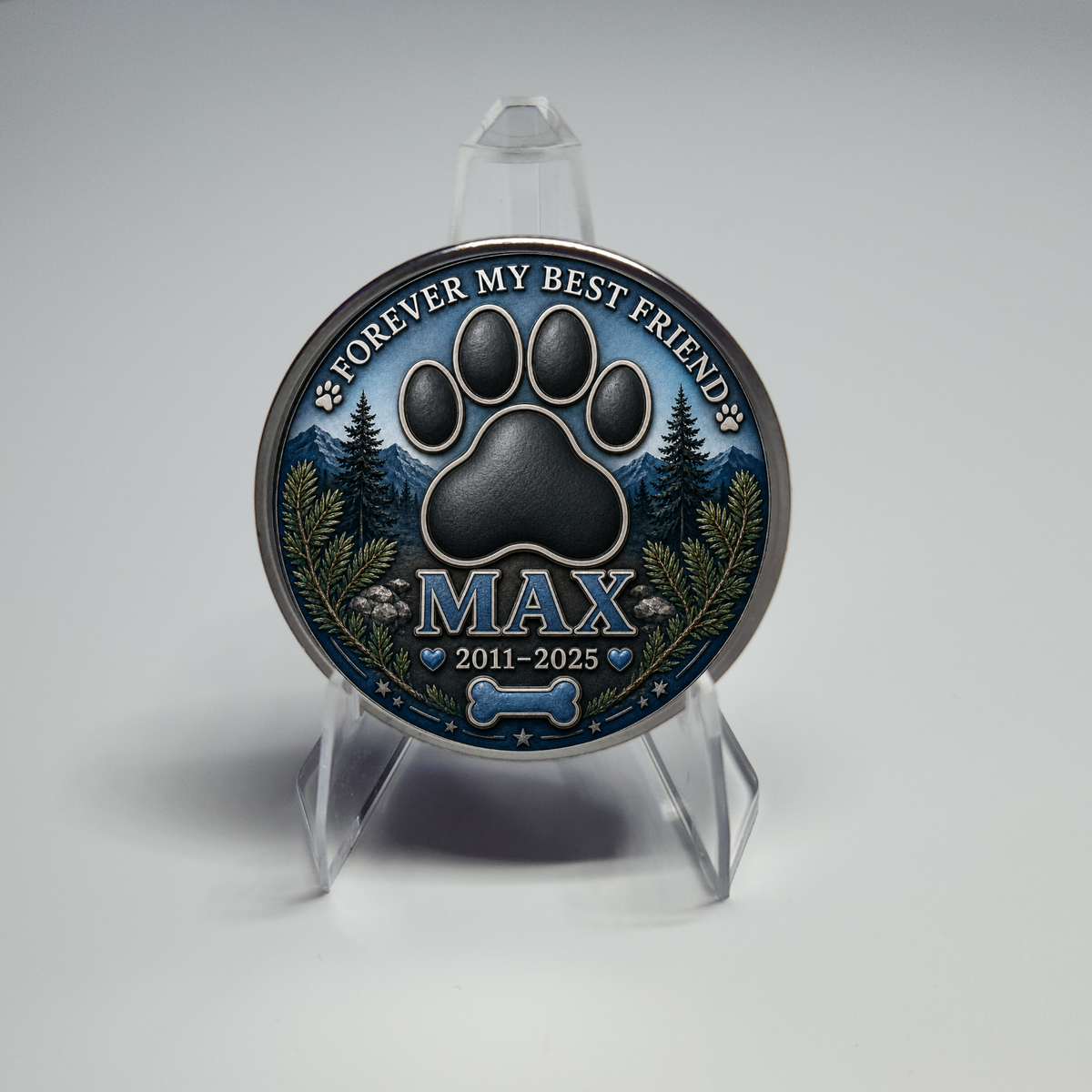 Dog Memorial Coin with Custom Photo – Forever My Best Friend Pet Loss Keepsake