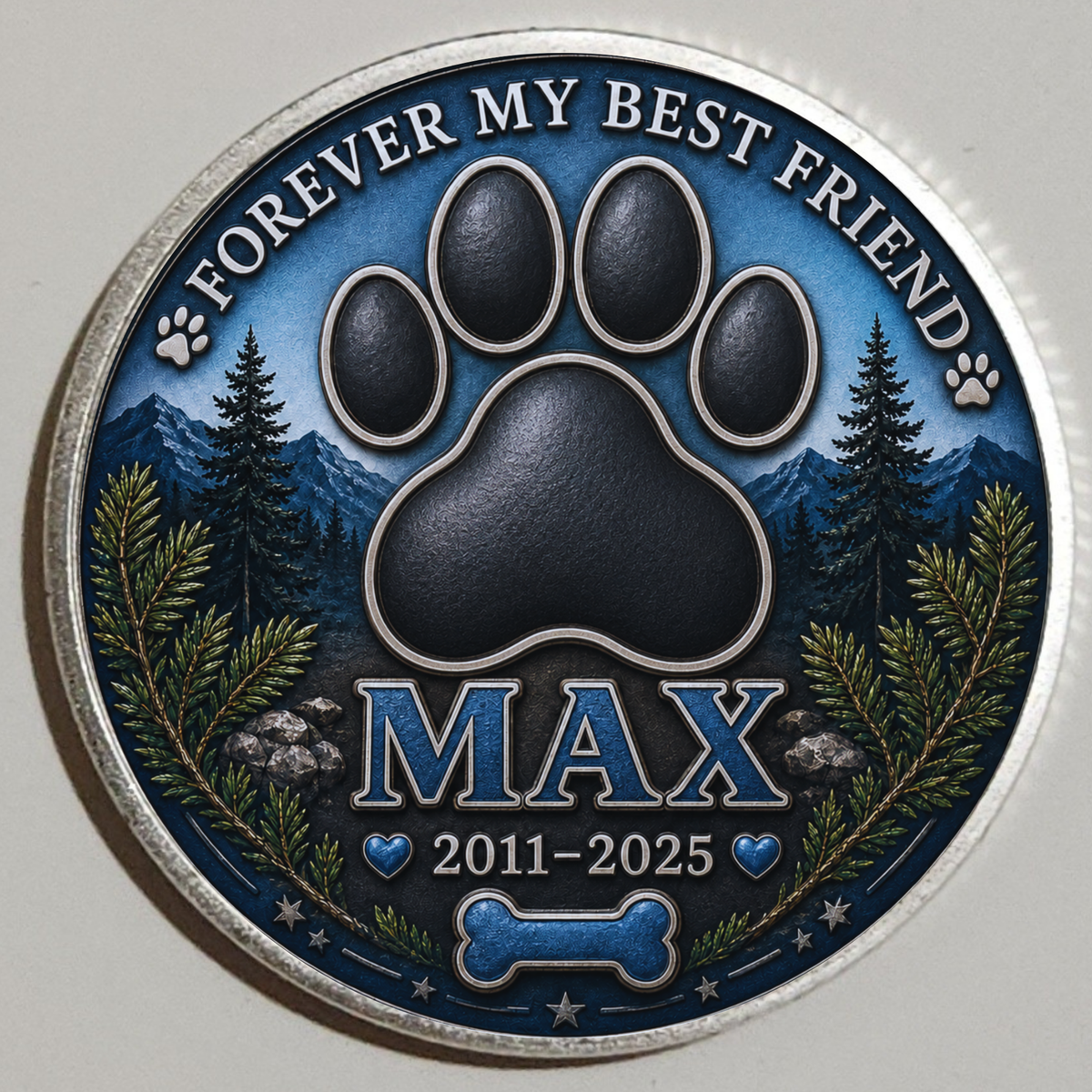 Dog Memorial Coin with Custom Photo – Forever My Best Friend Pet Loss Keepsake
