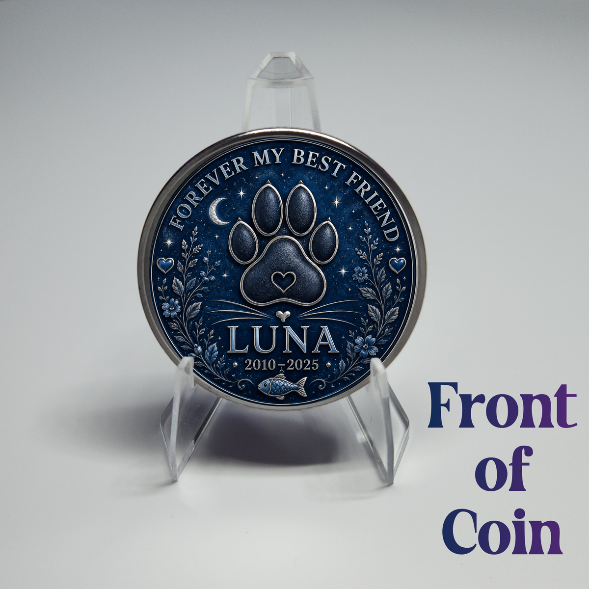 Cat Memorial Coin with Custom Photo – Forever My Best Friend Pet Loss Keepsake