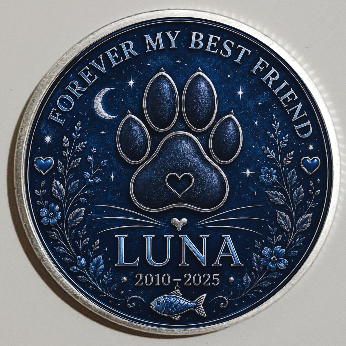 Cat Memorial Coin with Custom Photo – Forever My Best Friend Pet Loss Keepsake
