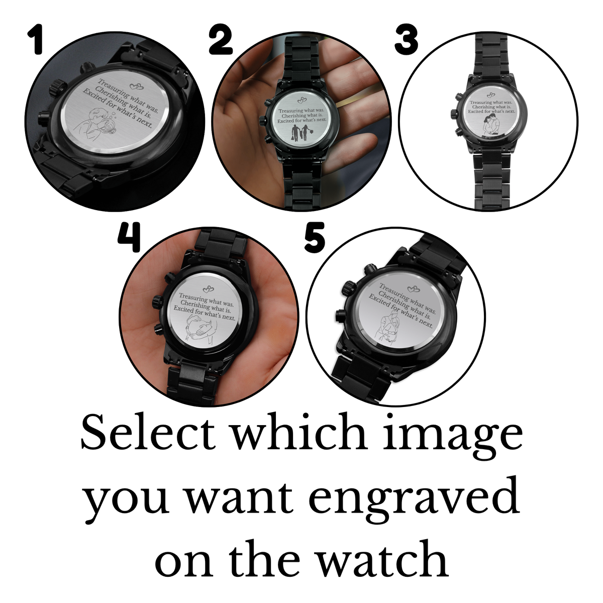 Treasuring What Was Engraved Black Chronograph Watch – Romantic Gift for Him