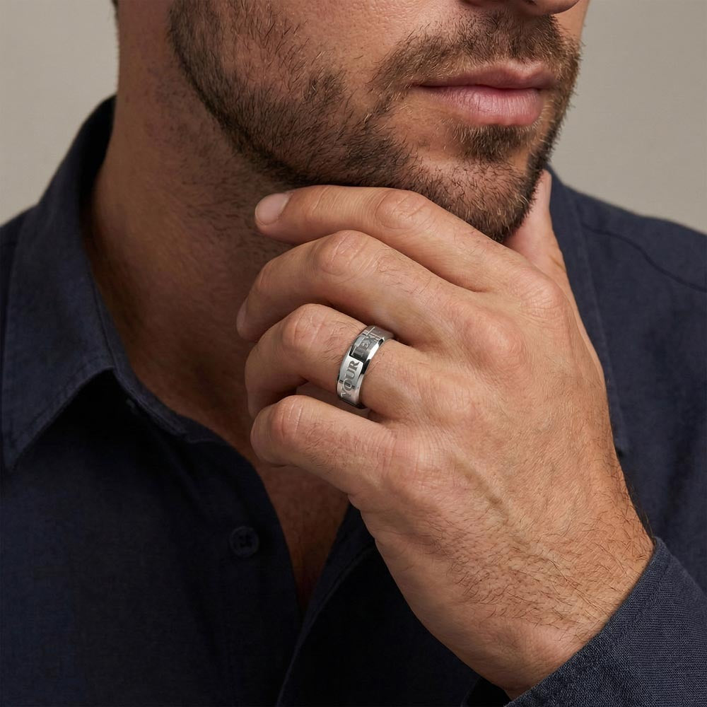 Personalized Engraved Men's Ring – Custom Message Ring for Him