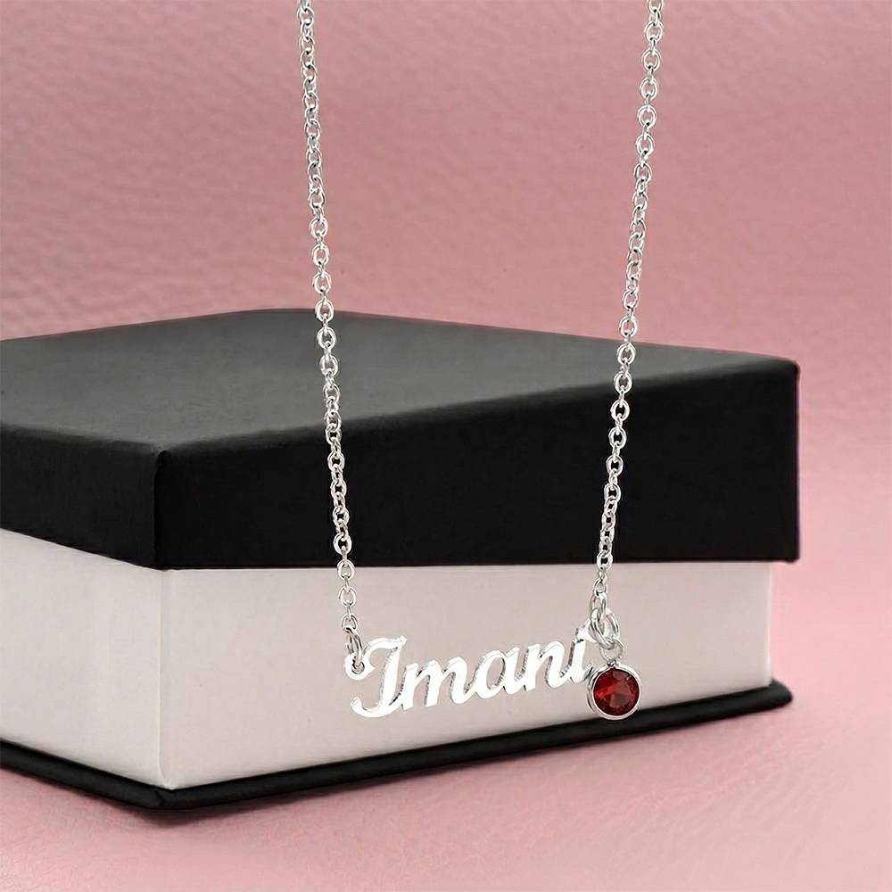 Custom Birthstone Name Necklace