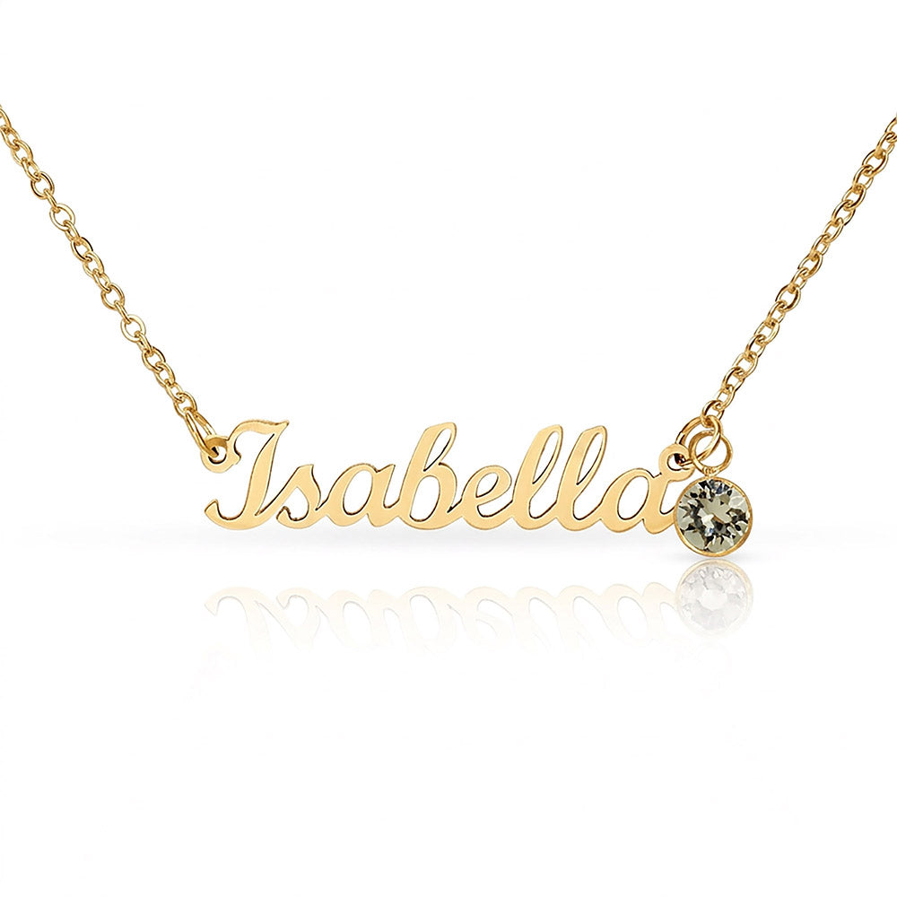 Custom Birthstone Name Necklace