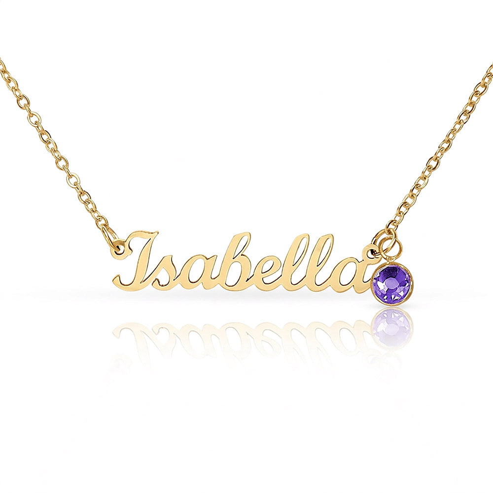 Custom Birthstone Name Necklace