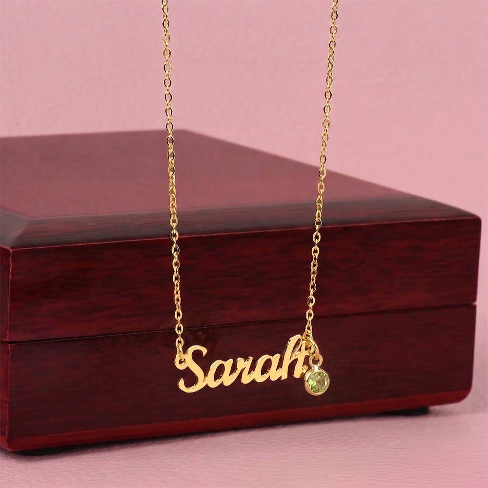 Custom Birthstone Name Necklace