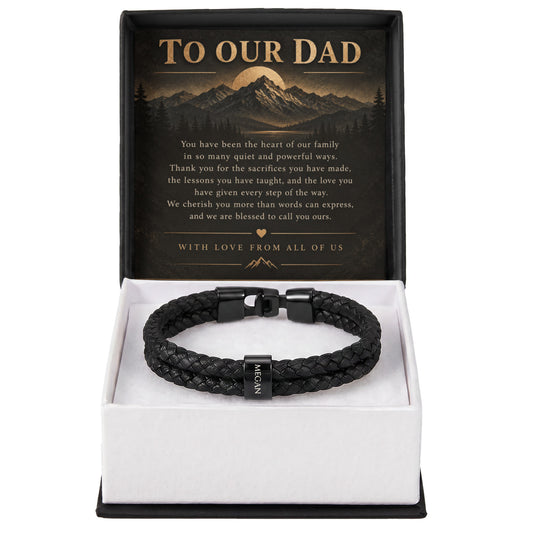 Custom Dad Name Bracelet – “To Our Dad” Family Gift