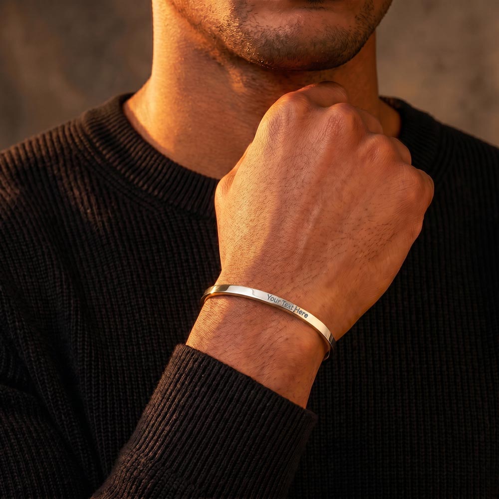 Best Dad Ever Personalized Kids Fist Bump Engraved Cuff Bracelet Gift Set