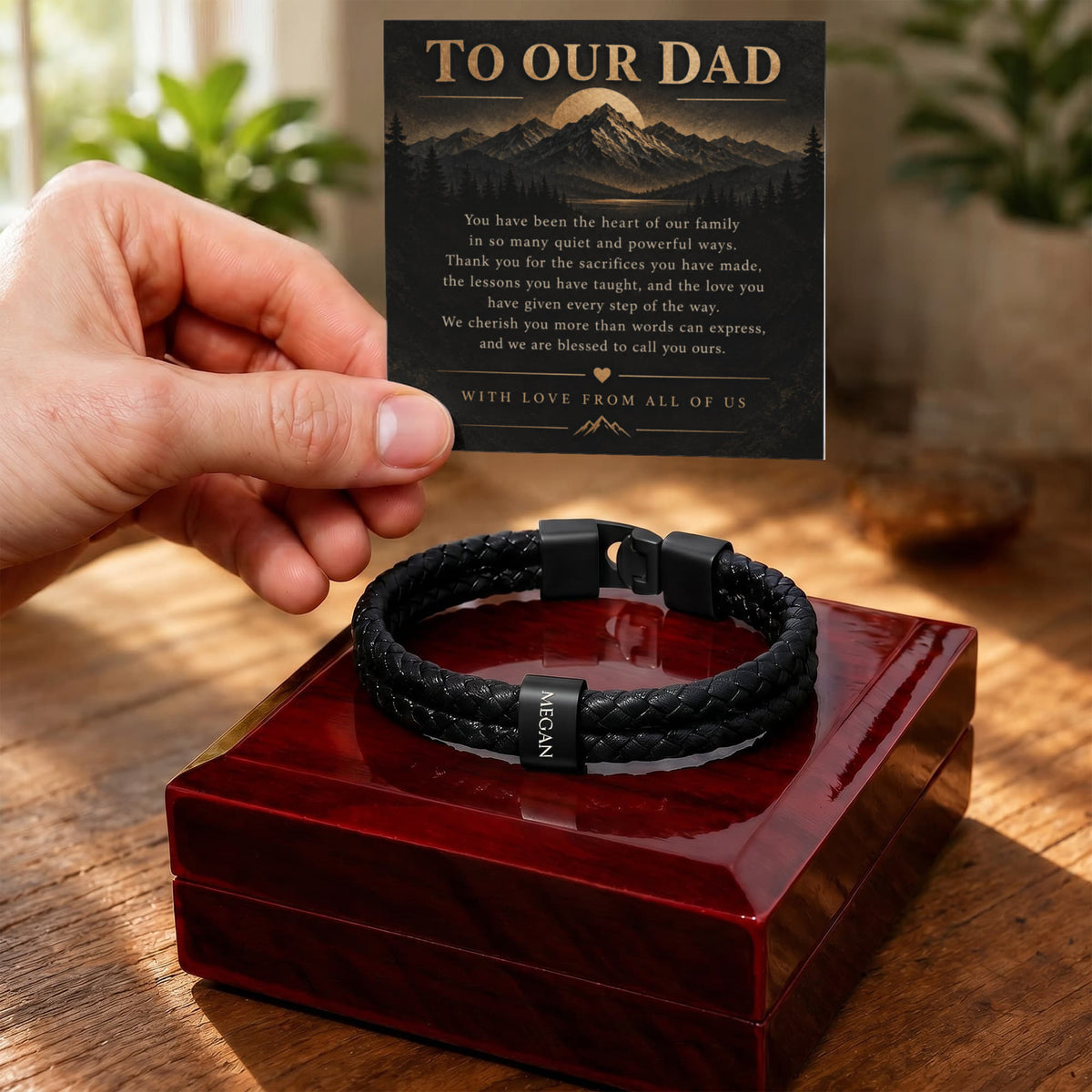 Custom Dad Name Bracelet – “To Our Dad” Family Gift