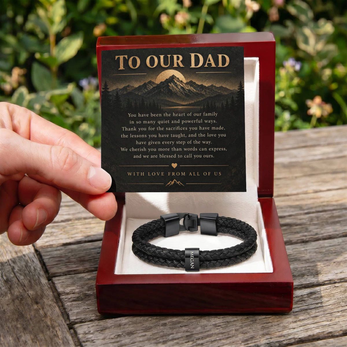 Custom Dad Name Bracelet – “To Our Dad” Family Gift