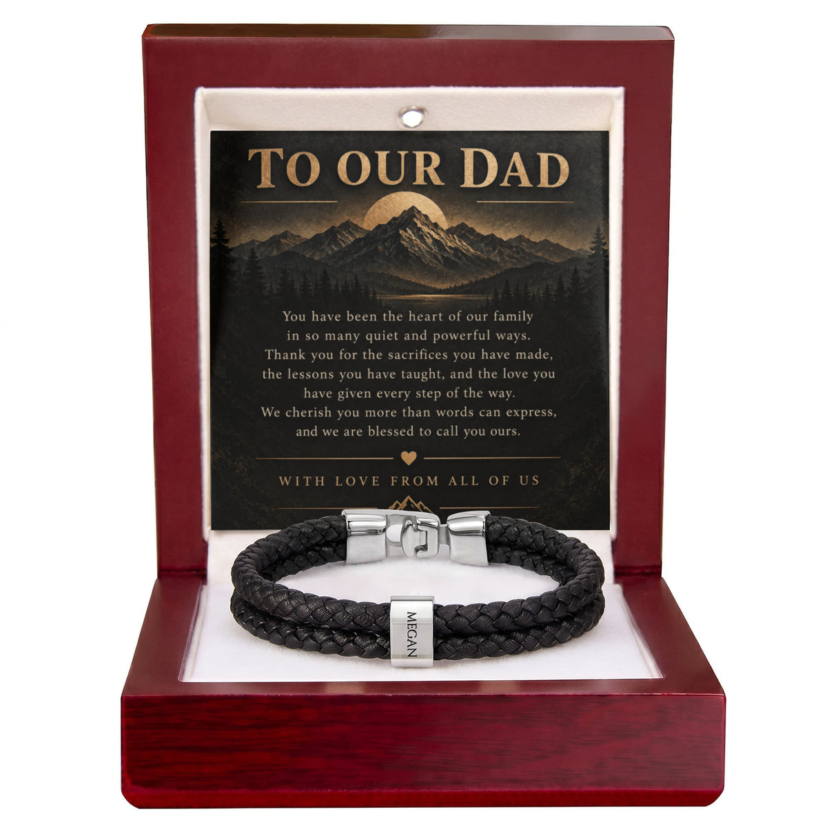 Custom Dad Name Bracelet – “To Our Dad” Family Gift