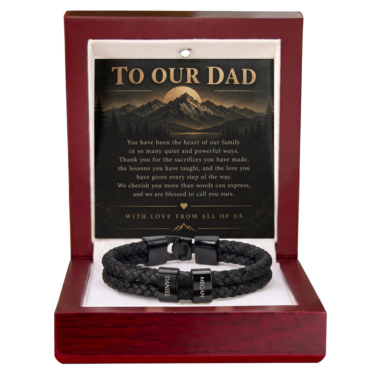 Custom Dad Name Bracelet – “To Our Dad” Family Gift