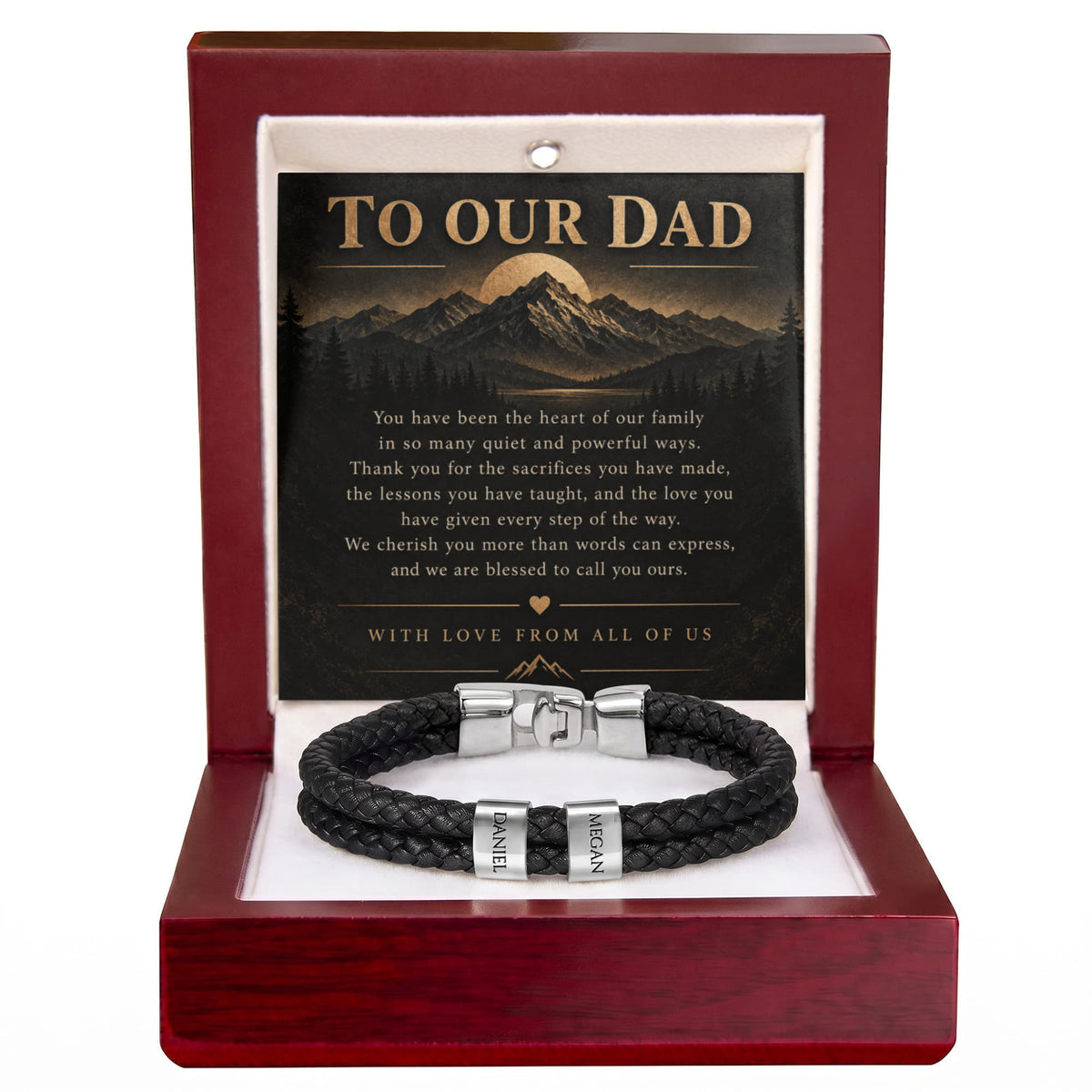 Custom Dad Name Bracelet – “To Our Dad” Family Gift