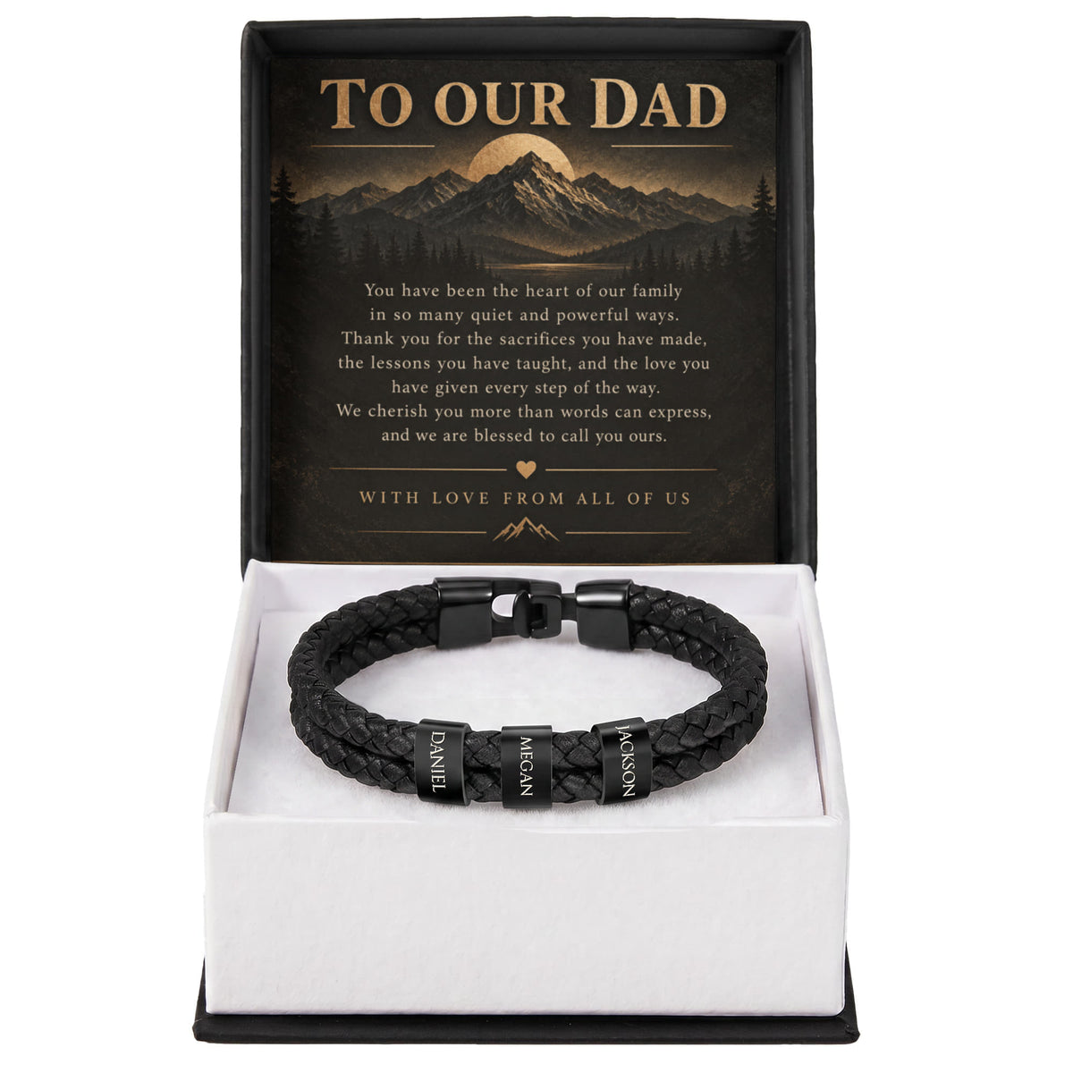 Custom Dad Name Bracelet – “To Our Dad” Family Gift