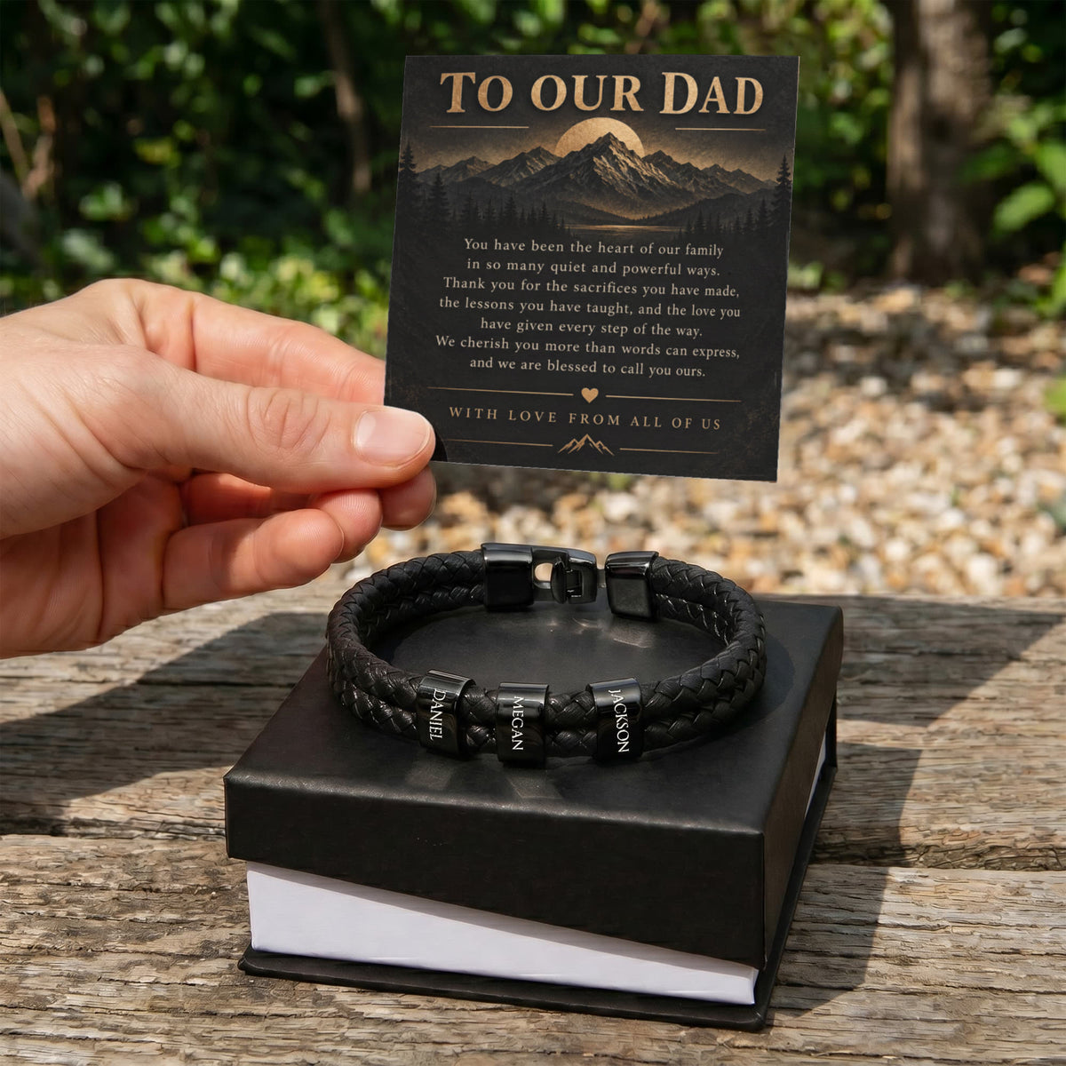 Custom Dad Name Bracelet – “To Our Dad” Family Gift