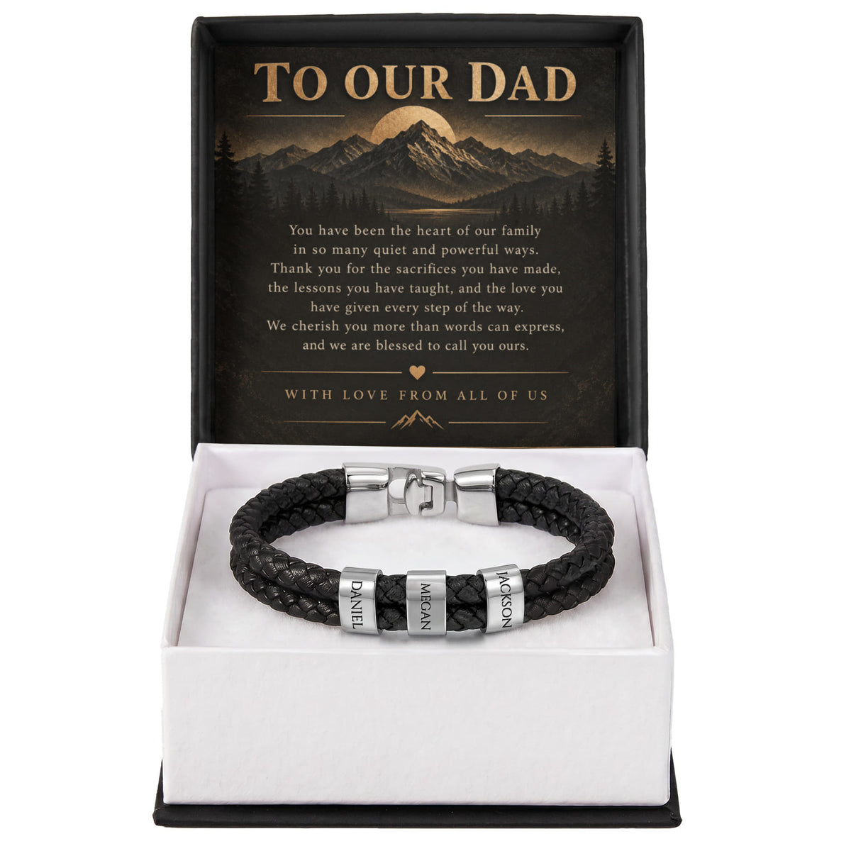 Custom Dad Name Bracelet – “To Our Dad” Family Gift