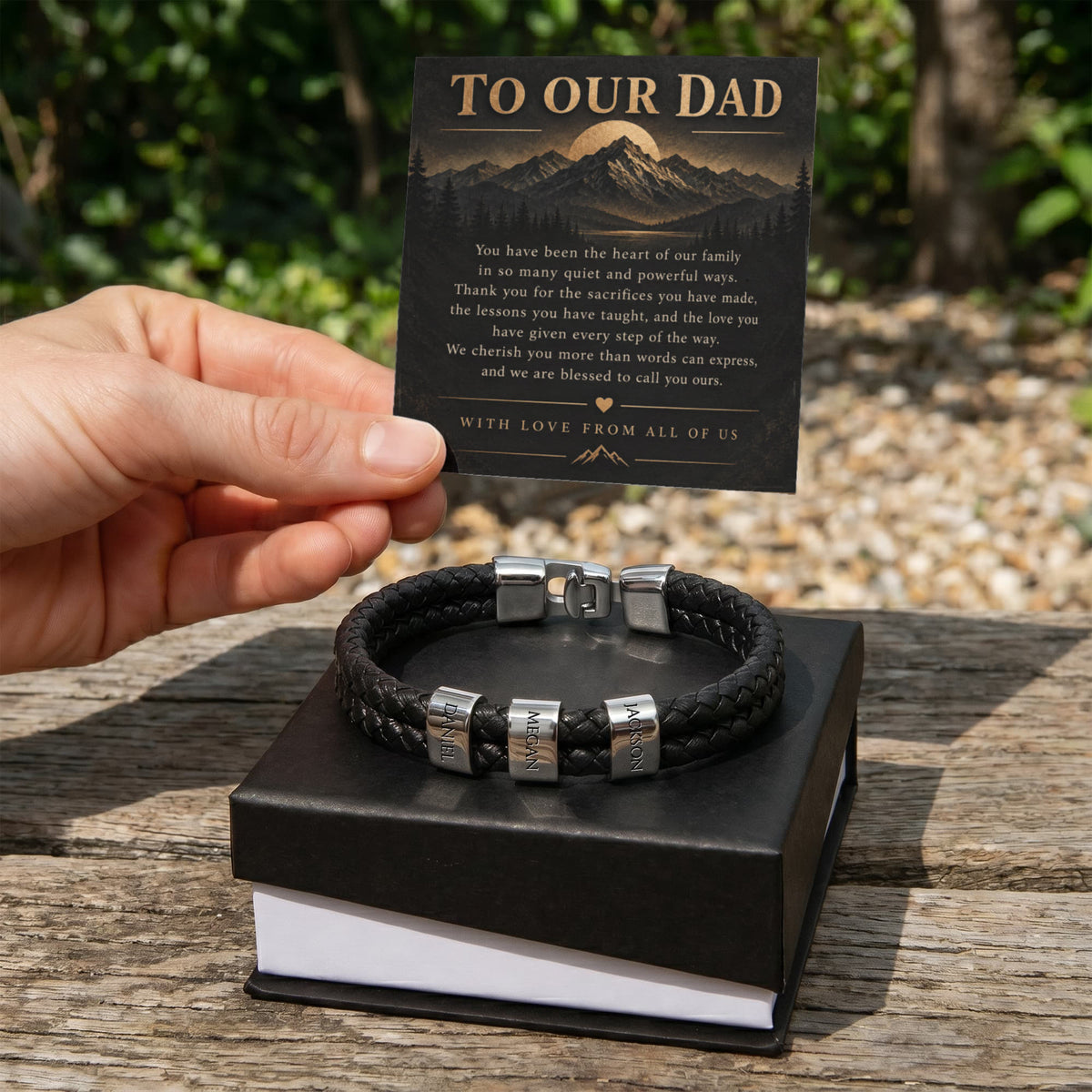 Custom Dad Name Bracelet – “To Our Dad” Family Gift