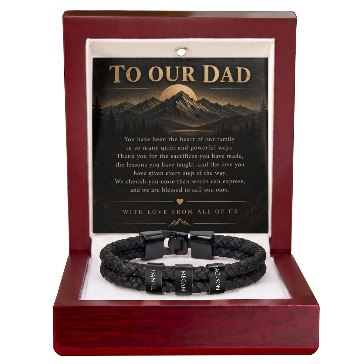 Custom Dad Name Bracelet – “To Our Dad” Family Gift