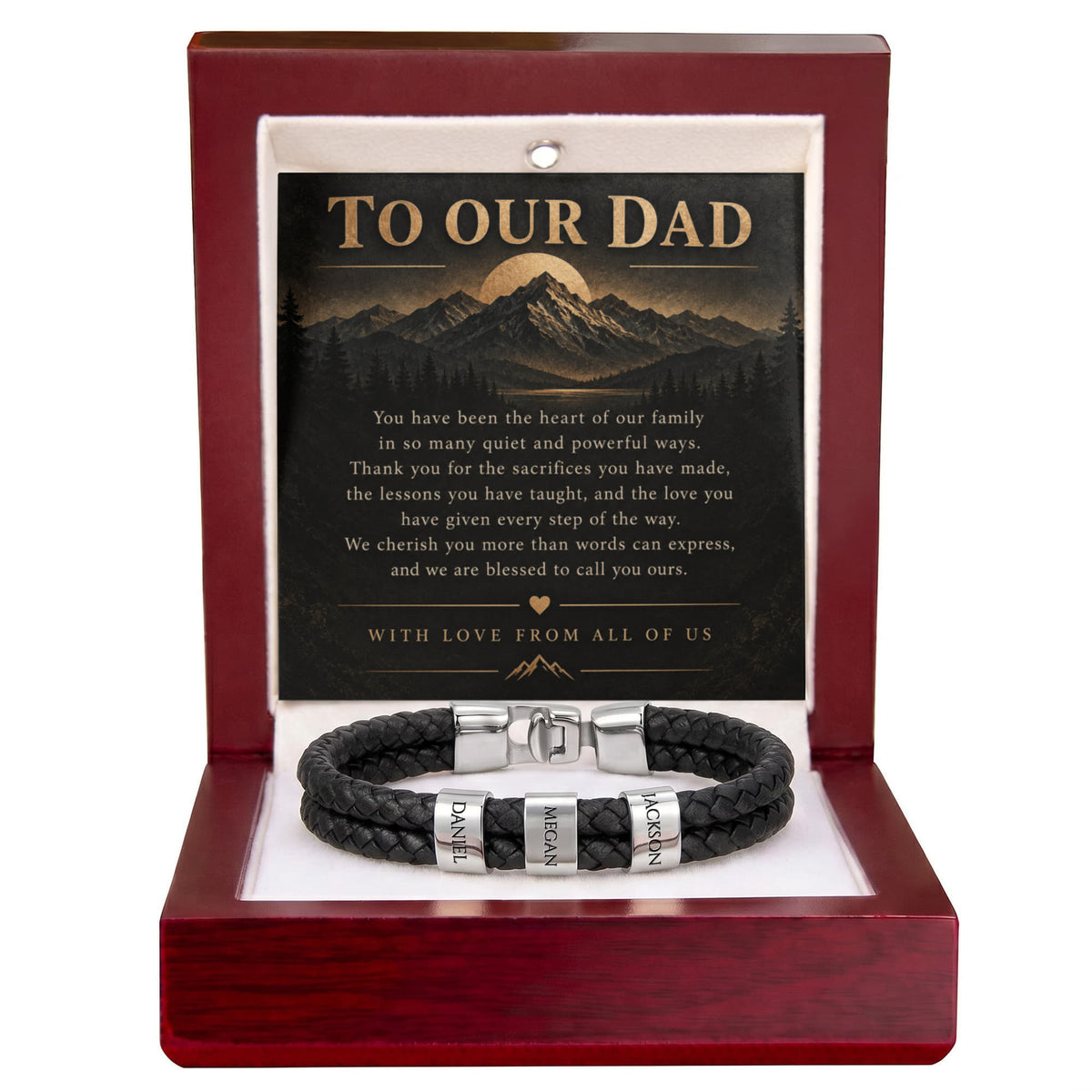 Custom Dad Name Bracelet – “To Our Dad” Family Gift