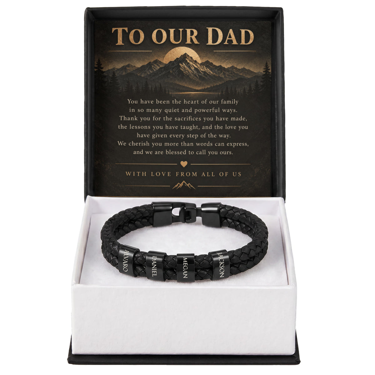 Custom Dad Name Bracelet – “To Our Dad” Family Gift