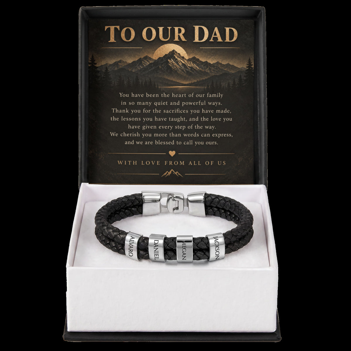 Custom Dad Name Bracelet – “To Our Dad” Family Gift