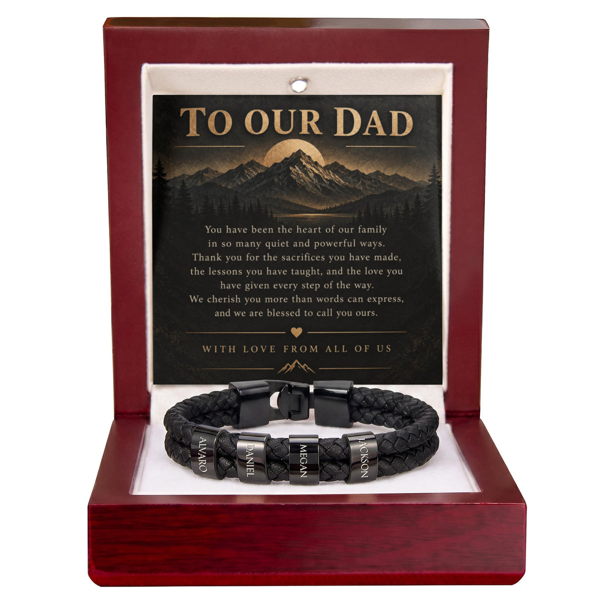 Custom Dad Name Bracelet – “To Our Dad” Family Gift