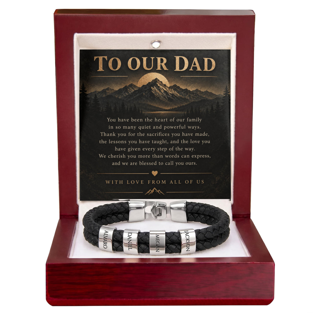 Custom Dad Name Bracelet – “To Our Dad” Family Gift