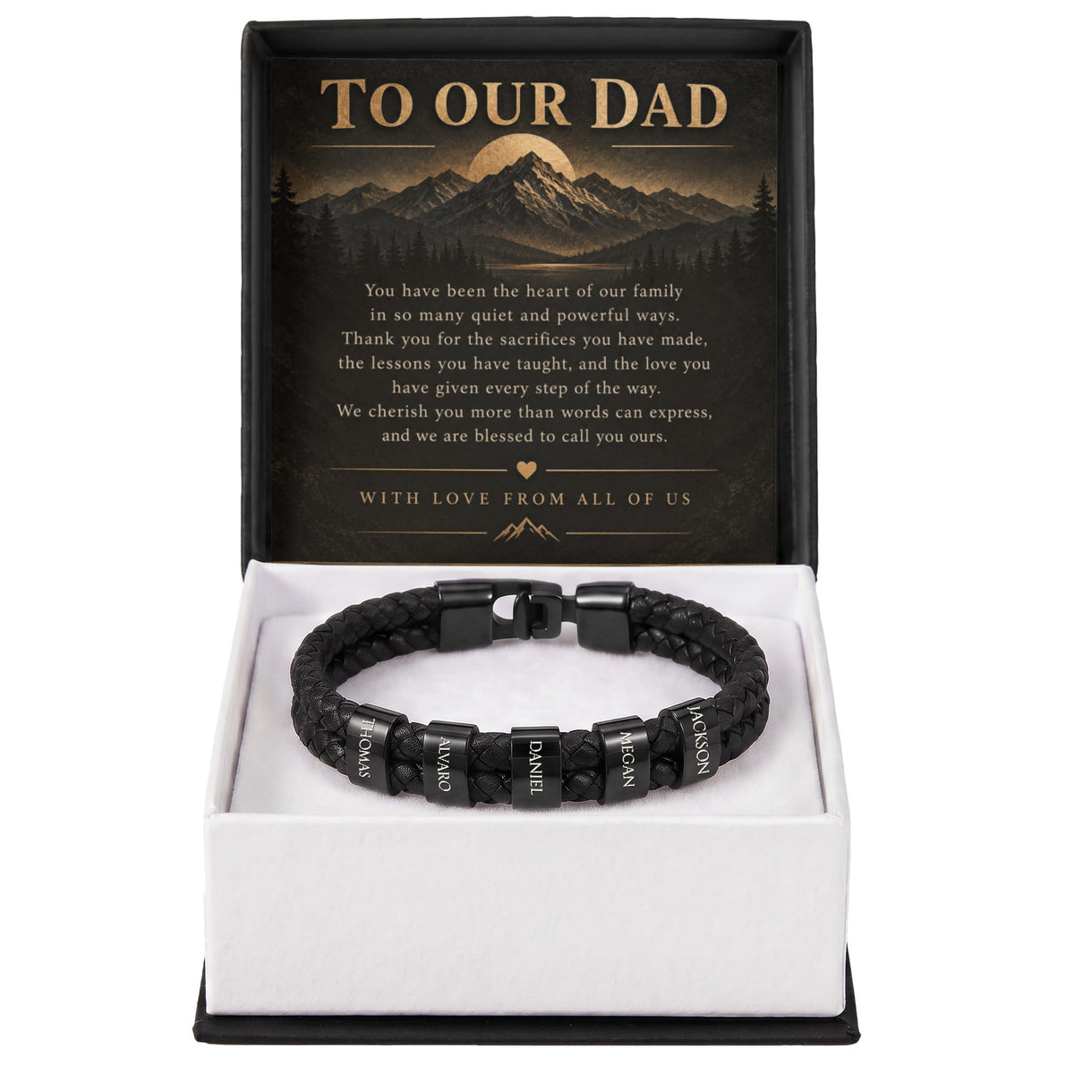 Custom Dad Name Bracelet – “To Our Dad” Family Gift
