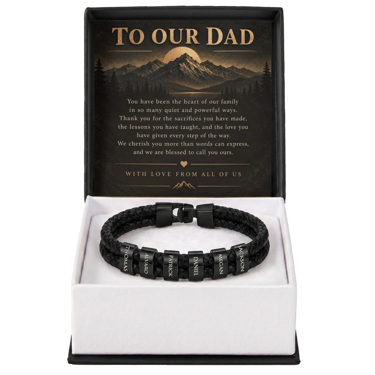 Custom Dad Name Bracelet – “To Our Dad” Family Gift