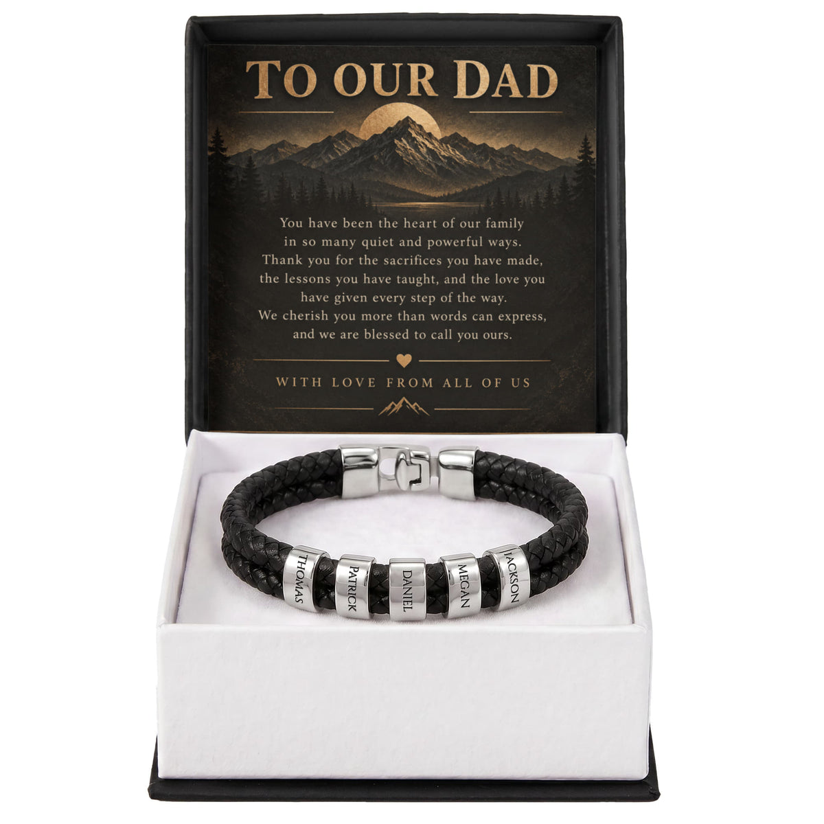 Custom Dad Name Bracelet – “To Our Dad” Family Gift