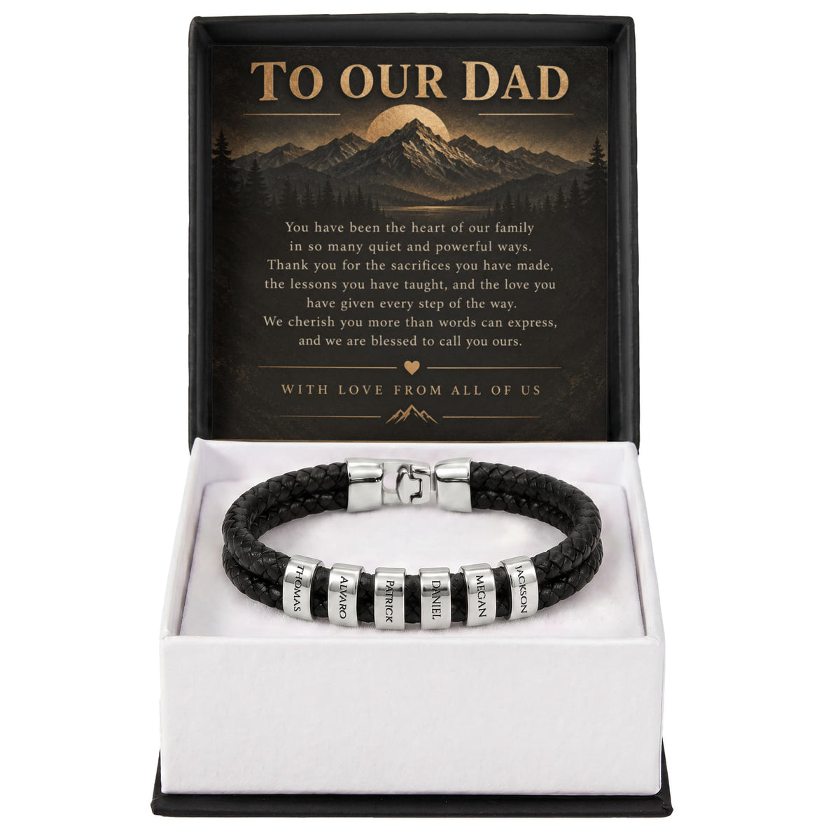 Custom Dad Name Bracelet – “To Our Dad” Family Gift