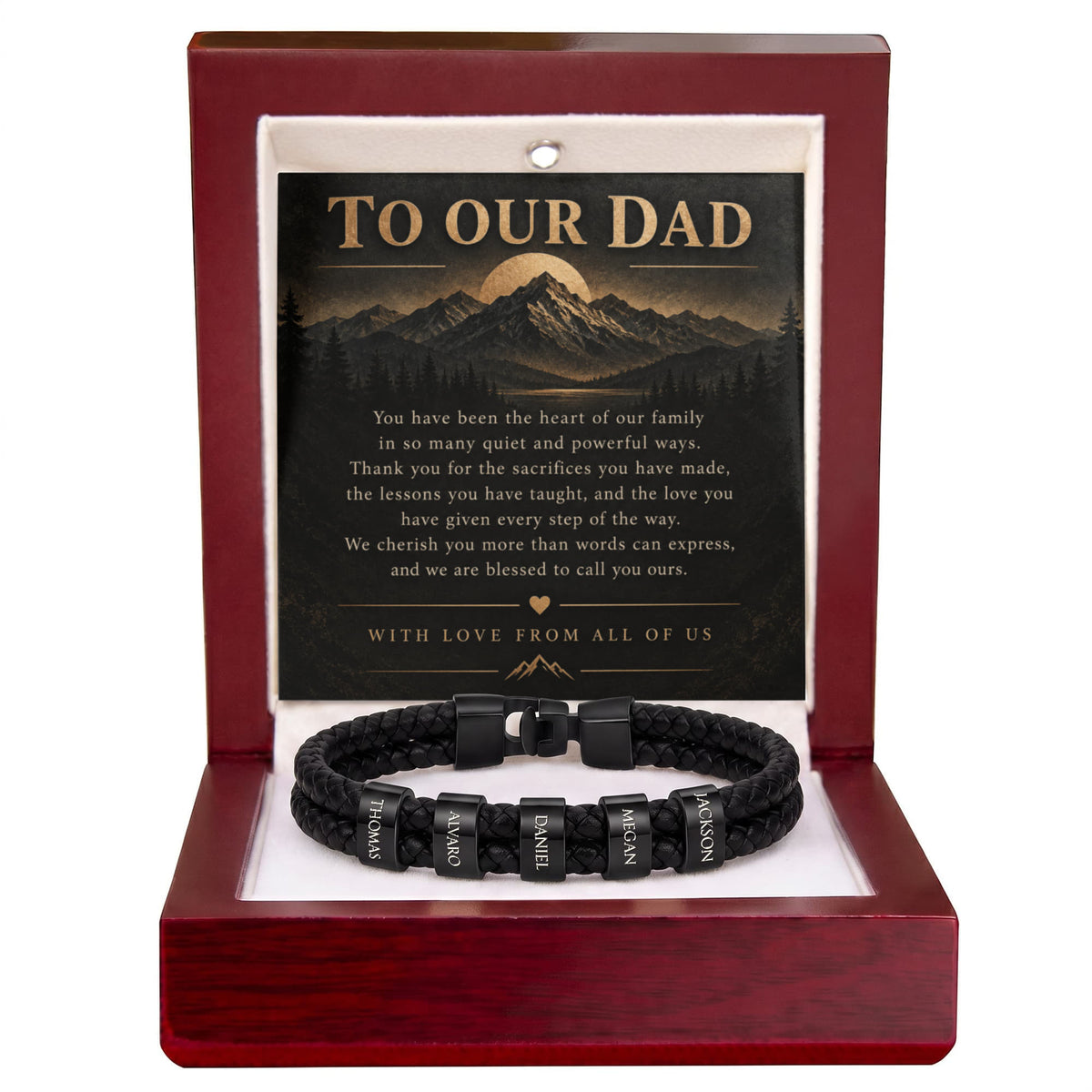 Custom Dad Name Bracelet – “To Our Dad” Family Gift