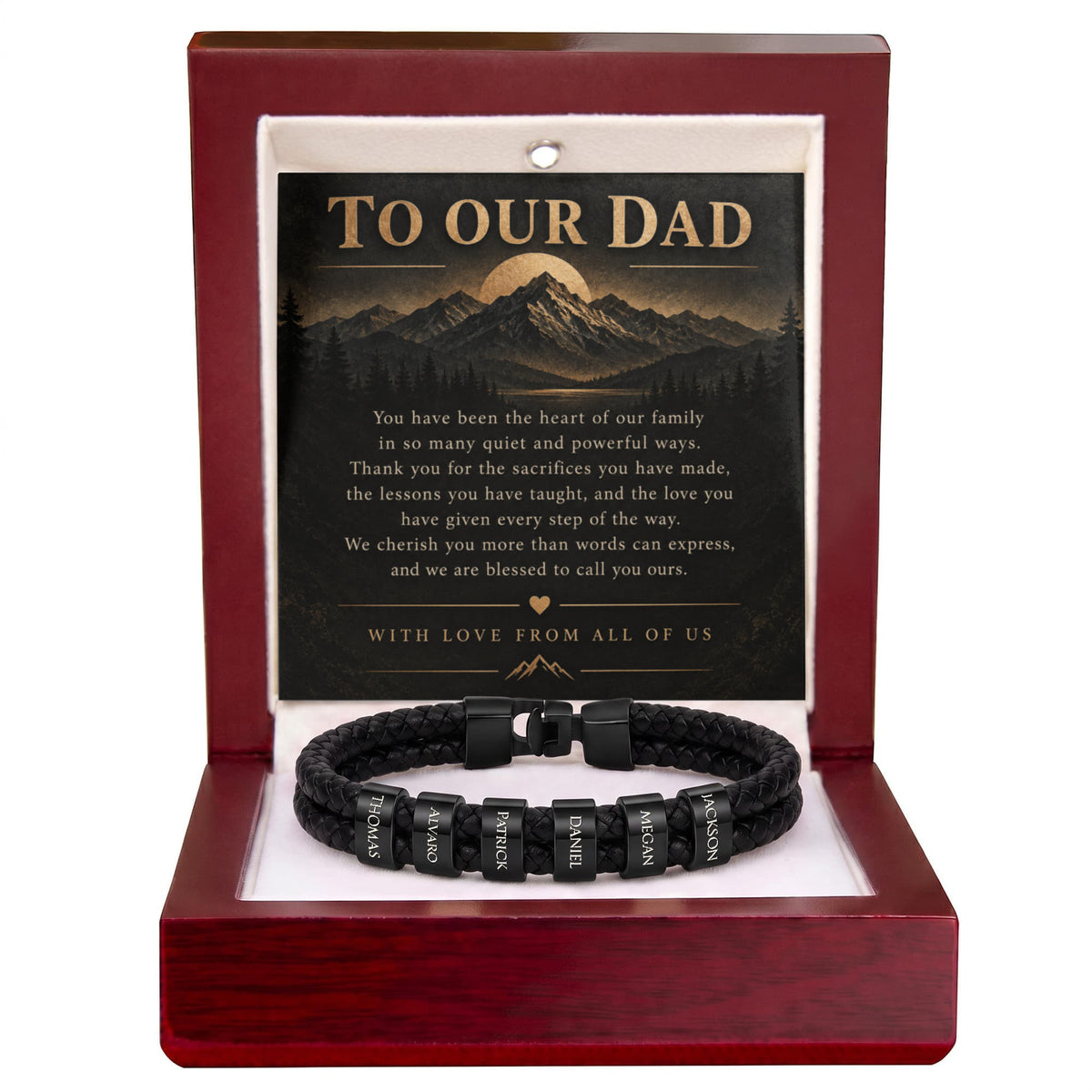 Custom Dad Name Bracelet – “To Our Dad” Family Gift