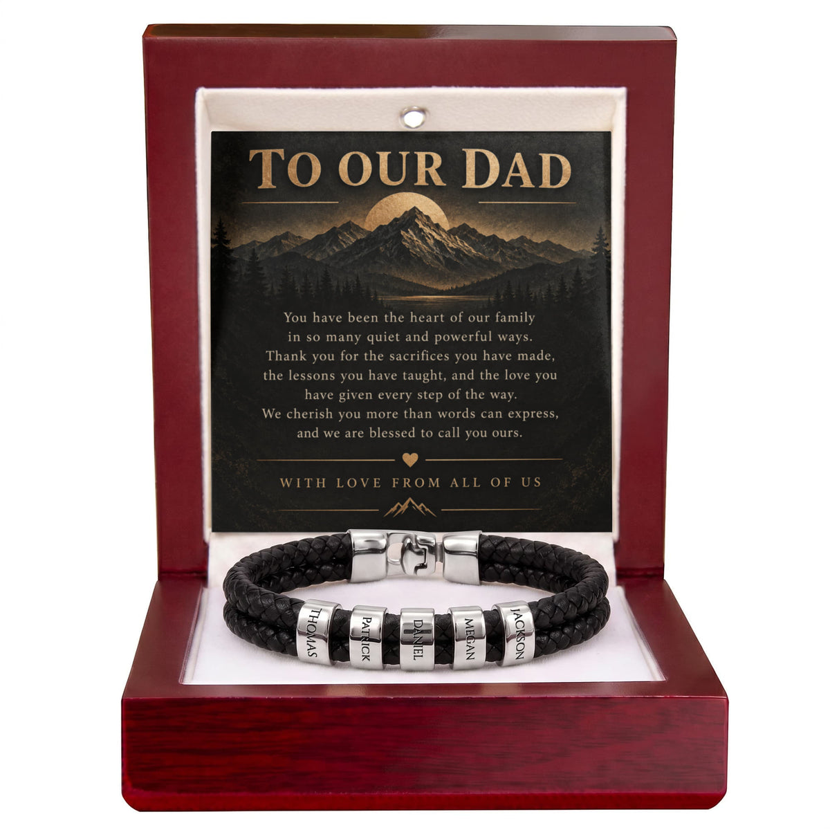 Custom Dad Name Bracelet – “To Our Dad” Family Gift