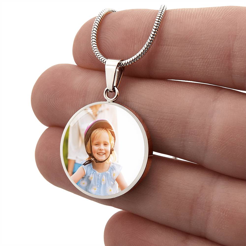 Photo Circle Necklace – Custom Picture Pendant with Optional Back Engraving