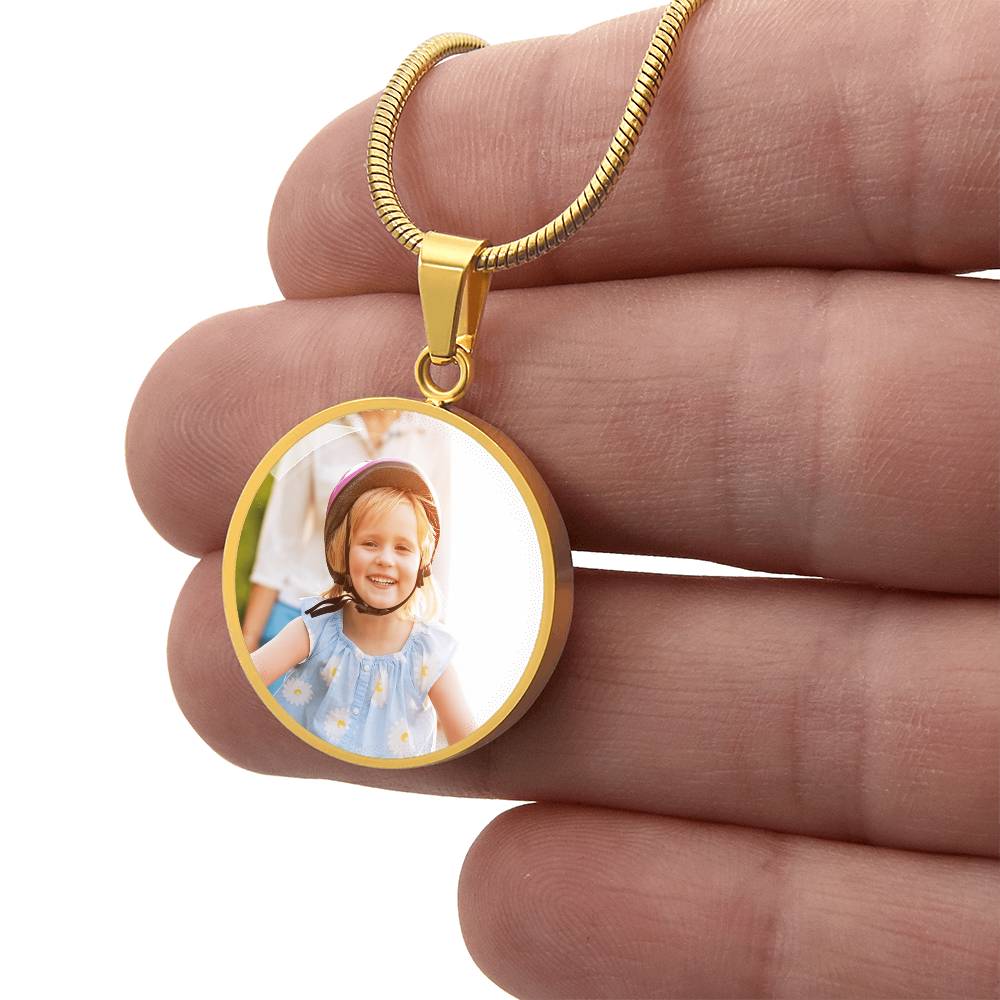 Photo Circle Necklace – Custom Picture Pendant with Optional Back Engraving