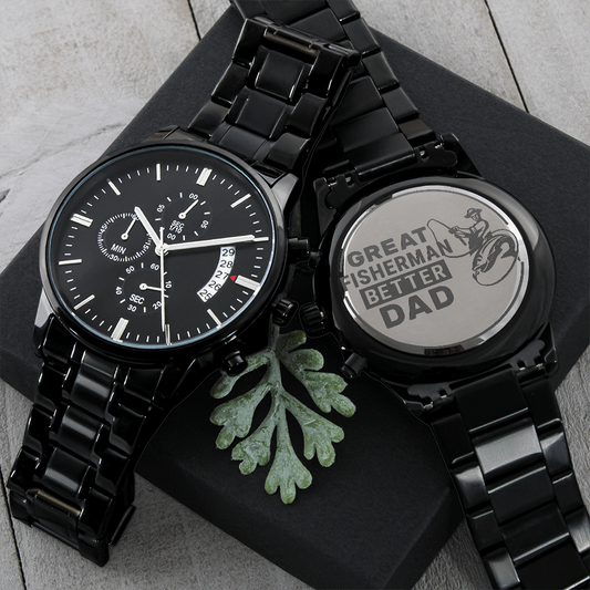 Great Fisherman, Better Dad Engraved Chronograph Watch