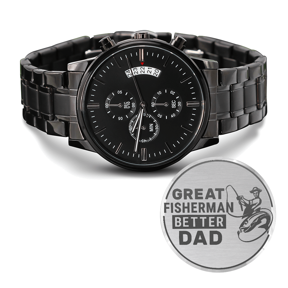 Great Fisherman, Better Dad Engraved Chronograph Watch