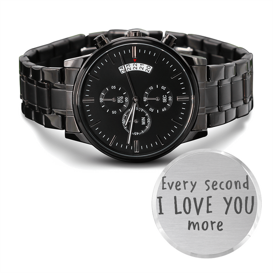 Every Second I Love You More Engraved Chronograph Watch